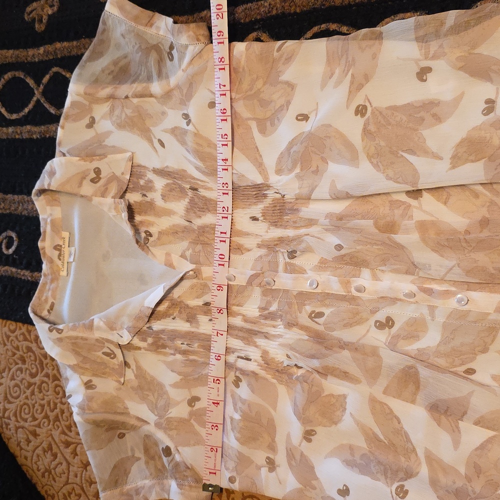 Coldwater Creek Cream Buttoned Pleated Blouse - Picture 5 of 8